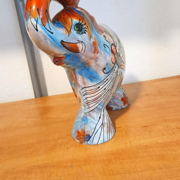 Hand-Painted Ceramic Elephant Figurine - Picture 2 of 11